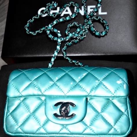 Authentic Chanel Purse Mint Green Patent Leather 